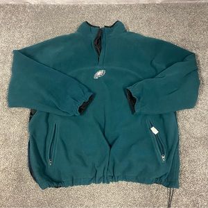 Philadelphia Eagles Reversible Fleece 1/4 Zip Pullover Jacket Green/Black XL